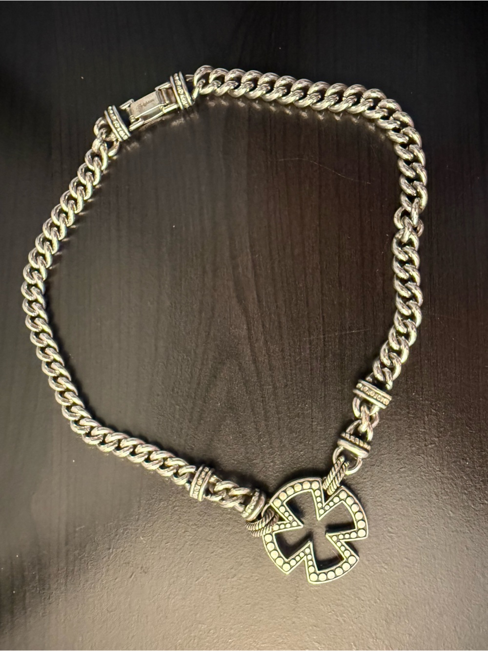 Brighton Silver-Tone Chain Necklace with Cross Motif